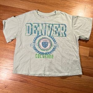 Teal and blue Denver cropped T-shirt
